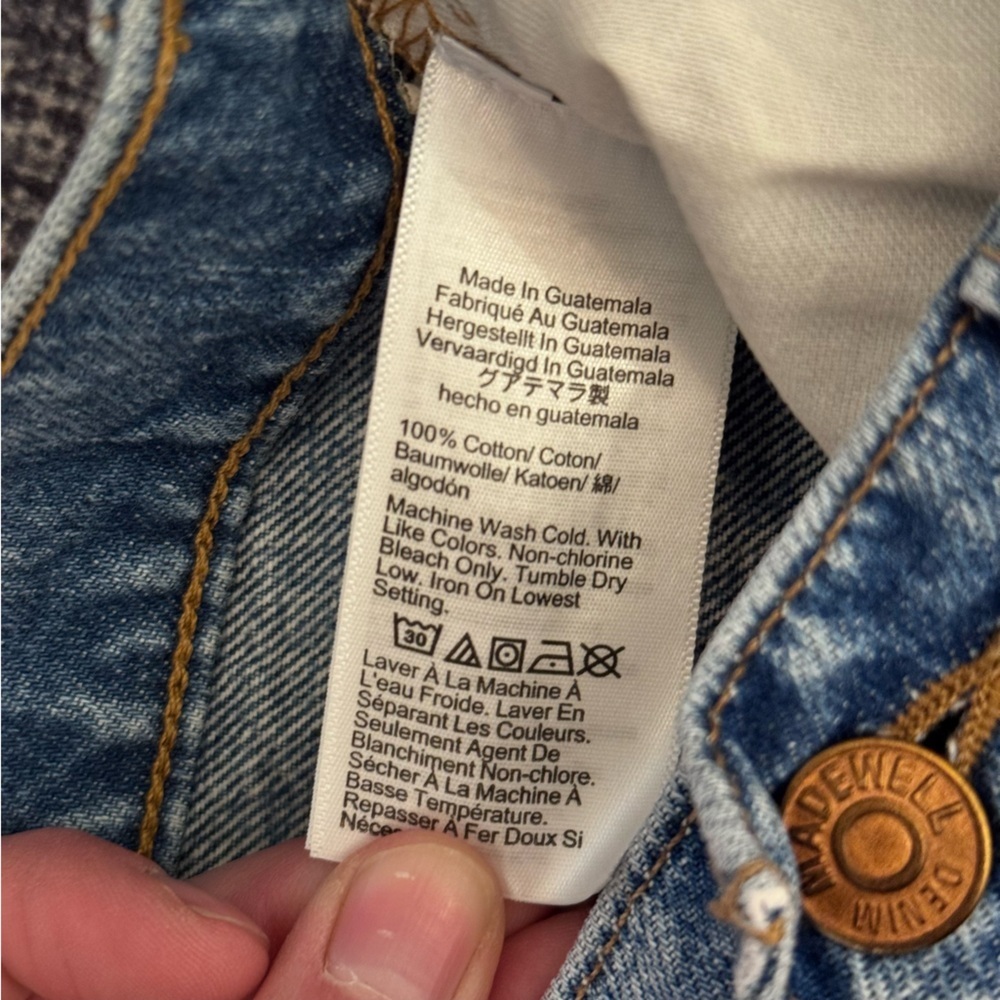 Madewell Relaxed Mid-Length Denim Shorts High-Waist Distressed Hem Women’s 26 - Picture 9 of 13